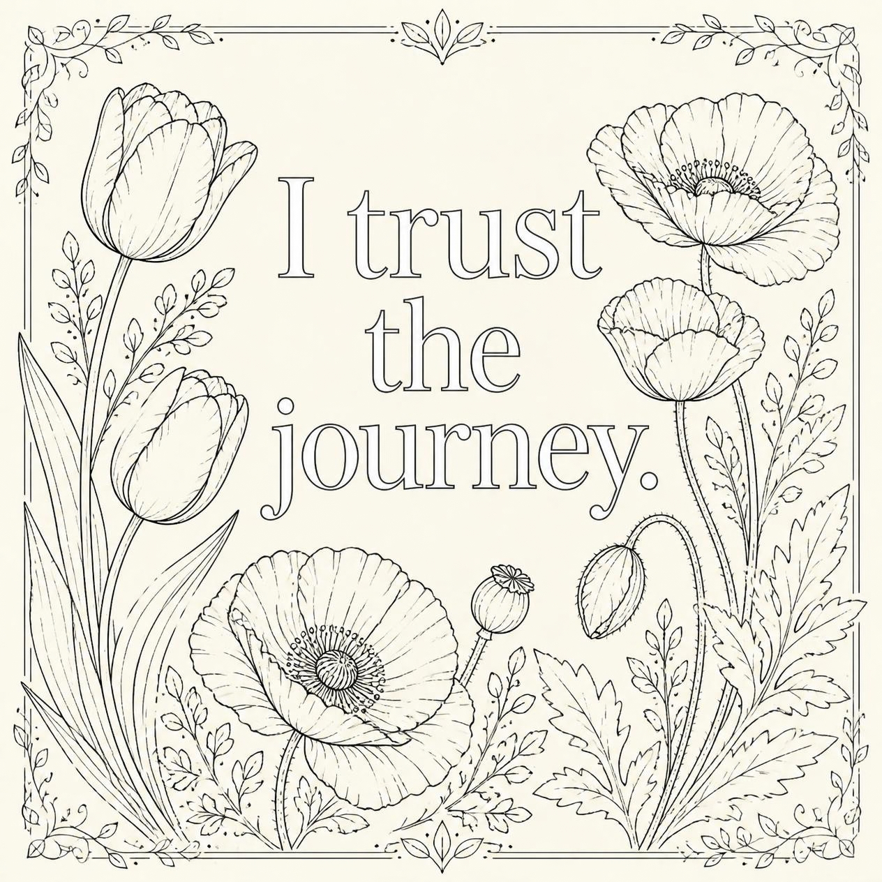 Blooming Belief: An 18‑Page Affirmation Coloring Book